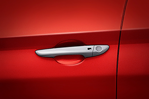Closer view of chrome-coated outside handle