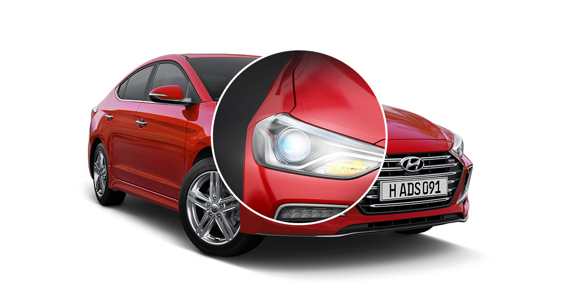 Right HID headlamp on