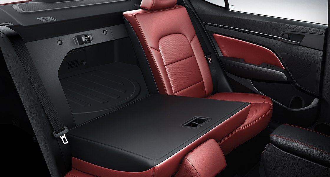 Rear seat with right backseat folded
